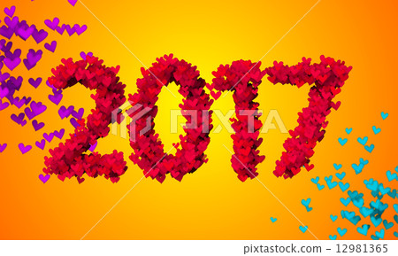 2017 Red Love Particles 3D 12981365