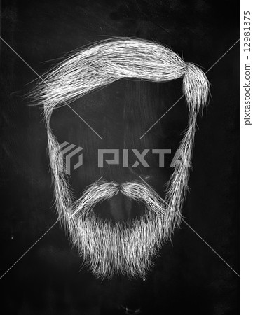 Hair, mustache, Heavy Beard on blackboard Hair, mustache, Heavy Beard on blackboard 12981375