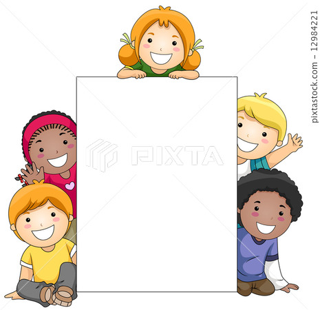 Kids with Blank Board - Stock Illustration [12984221] - PIXTA