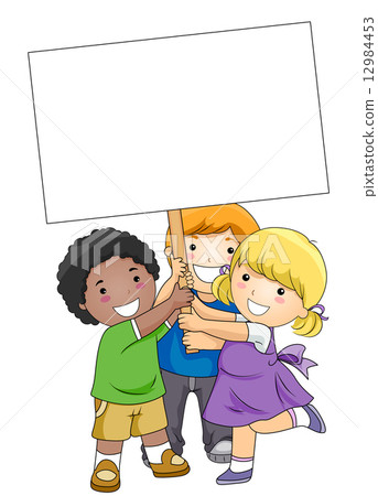 Kids with Blank Board - Stock Illustration [12984453] - PIXTA