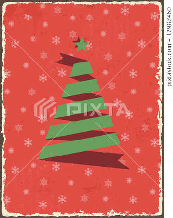 Christmas vintage card with ribbon tree. Vector - Stock Illustration ...