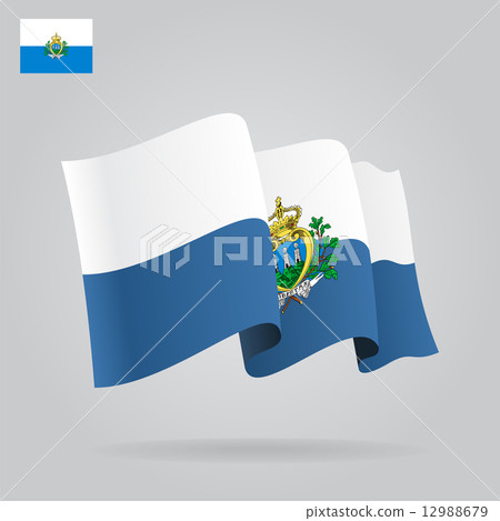 Background with waving San Marino Flag. Vector 12988679