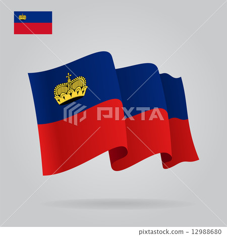 Background with waving Liechtenstein Flag. Vector 12988680