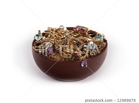 The concept of wealth , jewelry and gold coins The concept of wealth , jewelry and gold coins 12989878