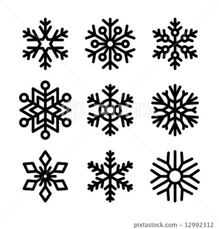 Snowflake Icons Set on White Background. Vector Snowflake Icons Set on White Background. Vector 12992312
