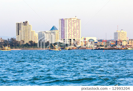 The view from the sea of the buildings and skyscrapers in Srirac The view from the sea of the buildings and skyscrapers in Srirac 12993204