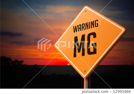 MG on Warning Road Sign. 12993866