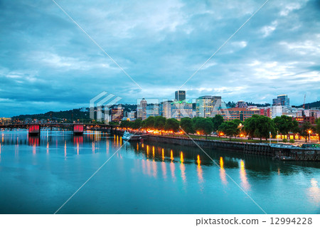 Downtown Portland cityscape at the night time Downtown Portland cityscape at the night time 12994228