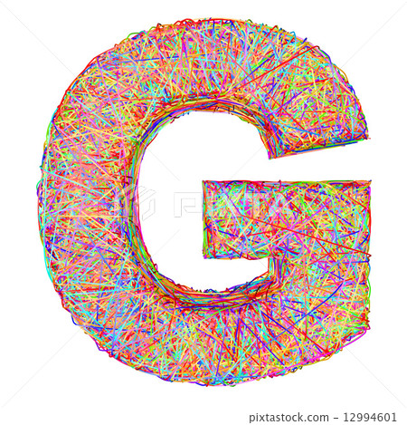 Alphabet symbol letter G composed of colorful striplines 12994601
