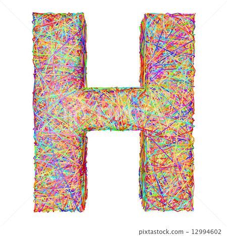 Alphabet symbol letter H composed of colorful striplines 12994602