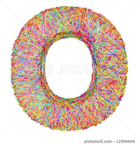 Alphabet symbol letter O composed of colorful striplines 12994609
