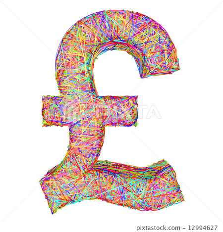 Pound sign composed of colorful striplines isolated on white 12994627