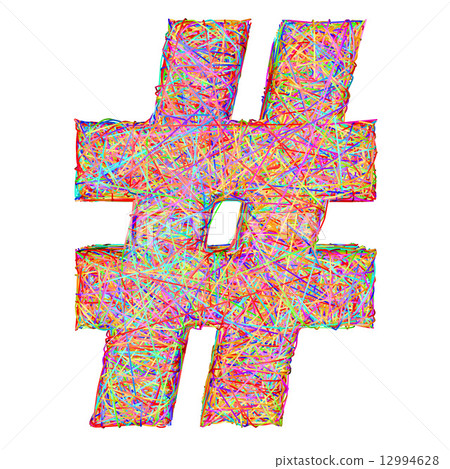 Number sign composed of colorful striplines isolated on white 12994628
