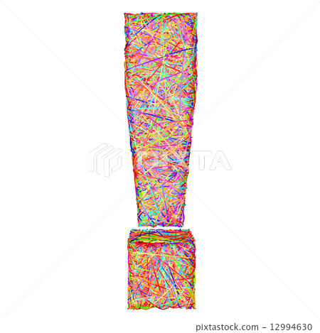 Exclamation mark composed of colorful striplines isolated on white Exclamation mark composed of colorful striplines isolated on white 12994630