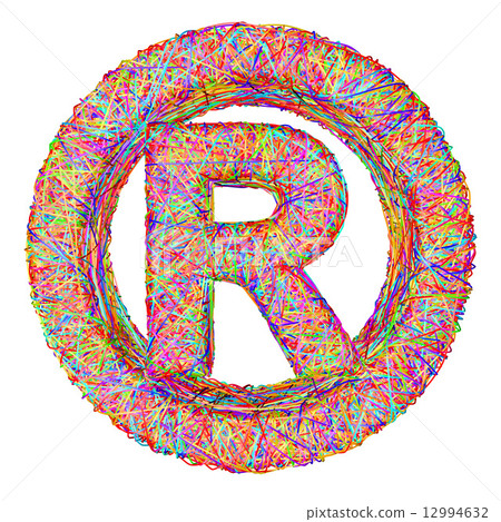 Registered sign composed of colorful striplines isolated on white Registered sign composed of colorful striplines isolated on white 12994632