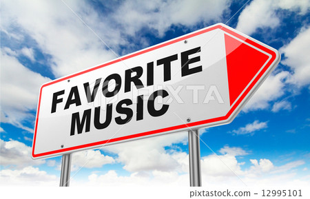 Favorite Music on Red Road Sign. 12995101