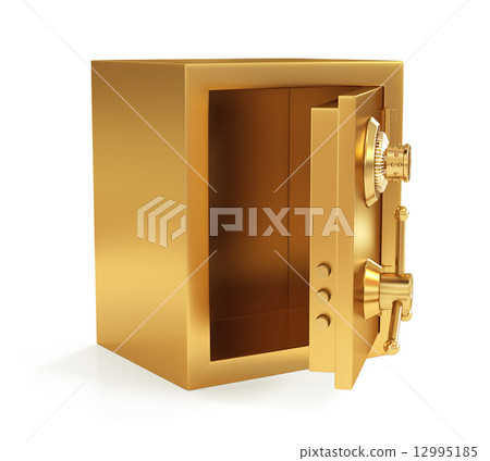 Illustration of golden closed safe isolated on white background. Illustration of golden closed safe isolated on white background. 12995185