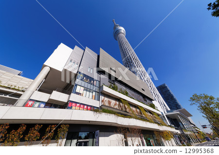 Tokyo Sky Tree Town with blue sky spread 12995368