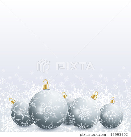 New Year and Christmas card with christmas ball and snowflake New Year and Christmas card with christmas ball and snowflake 12995502