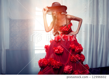Woman in a red dress 12996602