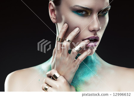 sexy woman with paint on neck sexy woman with paint on neck 12996632