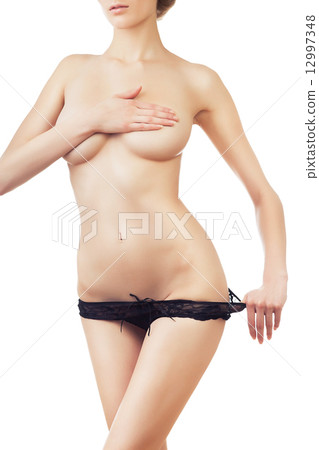 sensual naked woman in black panties 12997348