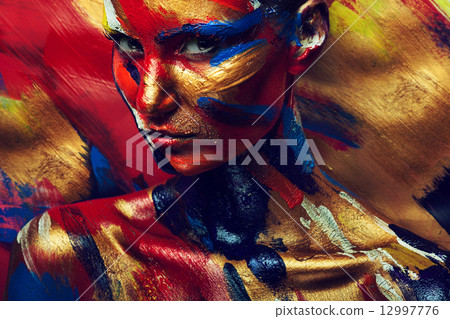 skin of girl in colourful paint skin of girl in colourful paint 12997776