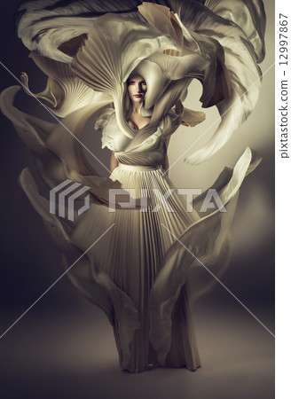pretty woman in white dress on wind pretty woman in white dress on wind 12997867