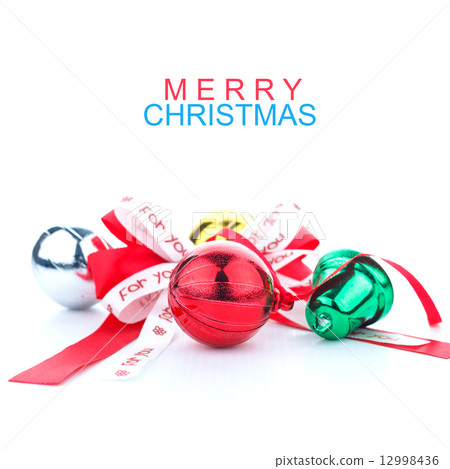 Colorful christmas ball decoration on white with space for text Colorful christmas ball decoration on white with space for text 12998436