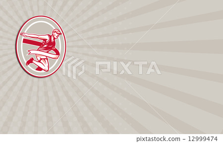 Business card Marathon Runner Finish Line Oval Retro 12999474