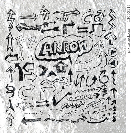 Arrow  and Hand drawn sketch arrows collection on wall texture b 13000115