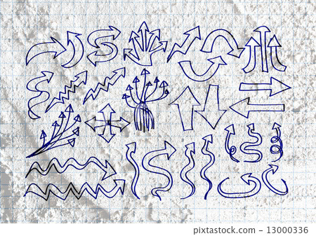 Arrow and Hand drawn sketch arrows collection on wall texture ba 13000336