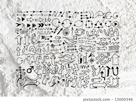 Arrow and Hand drawn sketch arrows collection on wall texture ba 13000346