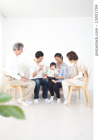 Three generations family image playing with children 13001784