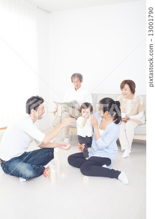Three generations family image playing with children 13001790