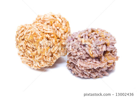 Crispy rice cake-Thai dessert isolated on white. Crispy rice cake-Thai dessert isolated on white. 13002436