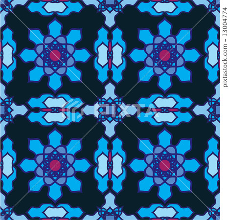 seamless pattern - classical arabic stained-glass window ornamen 13004774