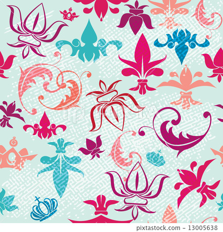 Seamless pattern with vintage heraldic silhouettes elements - ic 13005638