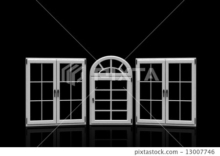 3d closed plastic windows on black background 3d closed plastic windows on black background 13007746