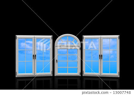 3d closed plastic windows on black background 3d closed plastic windows on black background 13007748
