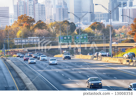 charlotte north carolina skyline during autumn season at sunset 13008358