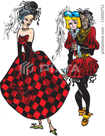 masquerade party - old cunning man seduce young silly girl 13008752
