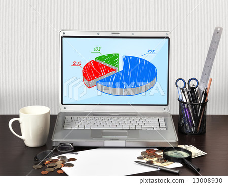 laptop with pie scheme laptop with pie scheme 13008930