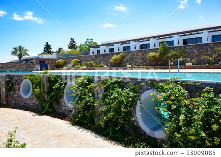 Swimming pool at luxury hotel, Crete, Greece 13009085