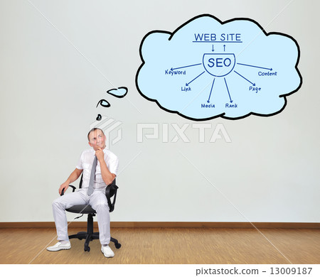 man thinking about seo 13009187