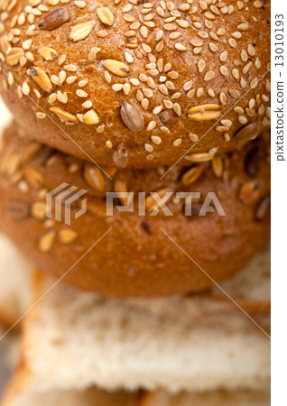 organic bread over rustic table 13010193