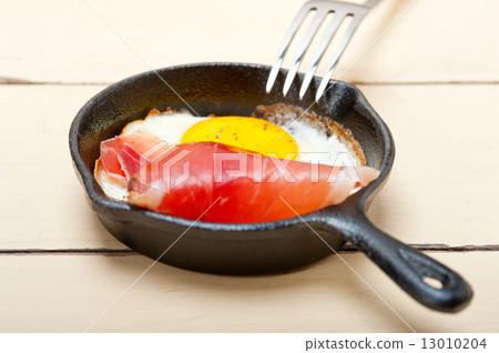 egg sunny side up with italian speck ham egg sunny side up with italian speck ham 13010204