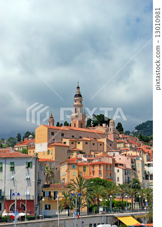 Old town and Saint-Michel church in Menton. French Azure coast 13010981