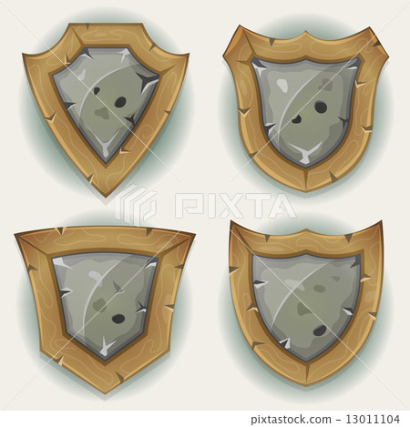 Stone And Wood Shield Security Icons Stone And Wood Shield Security Icons 13011104