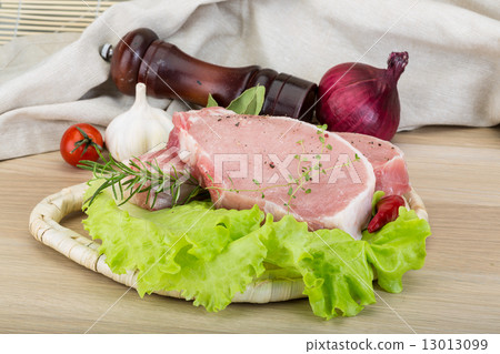 Raw pork steak 13013099